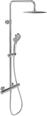 Verve Showers Shower system with three features, for wall-mounted, Brushed Nickel Matt