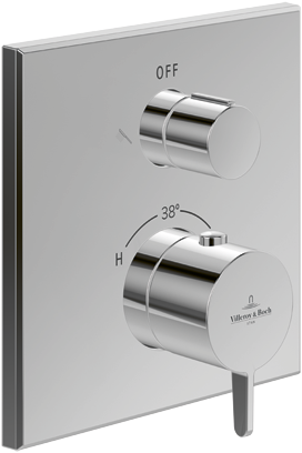 Conum Unterputz-Thermostat mit Zweiwege-Mengenregulierung, Brushed Nickel Matt