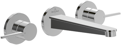 Conum Dreiloch-Waschtischarmatur, Ohne Ablaufgarnitur, Brushed Nickel Matt