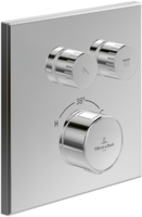 Villeroy & Boch Universal Taps & Fittings Unterputz-Thermostat mit Zweiwege-Mengenregulierung,für Dusche, Eckig, Brushed Nickel Matt